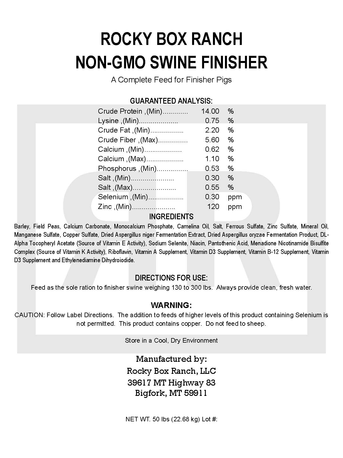 NON-GMO Swine Finisher