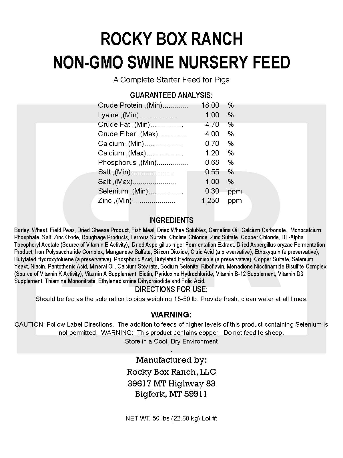 NON-GMO Swine Nursery