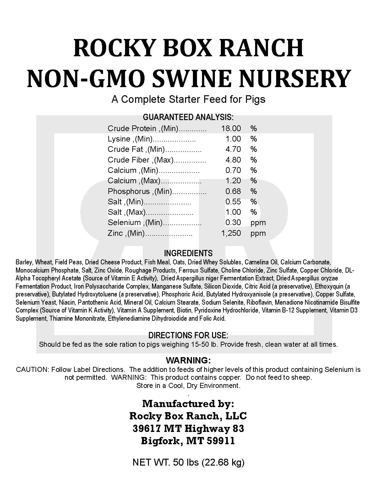 NON-GMO Swine Nursery